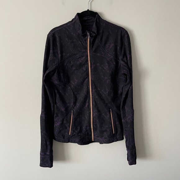 Lululemon Forme Jacket II *Textured Activewear Full Zip Mock Neck Black Purple 8 - Picture 2 of 7